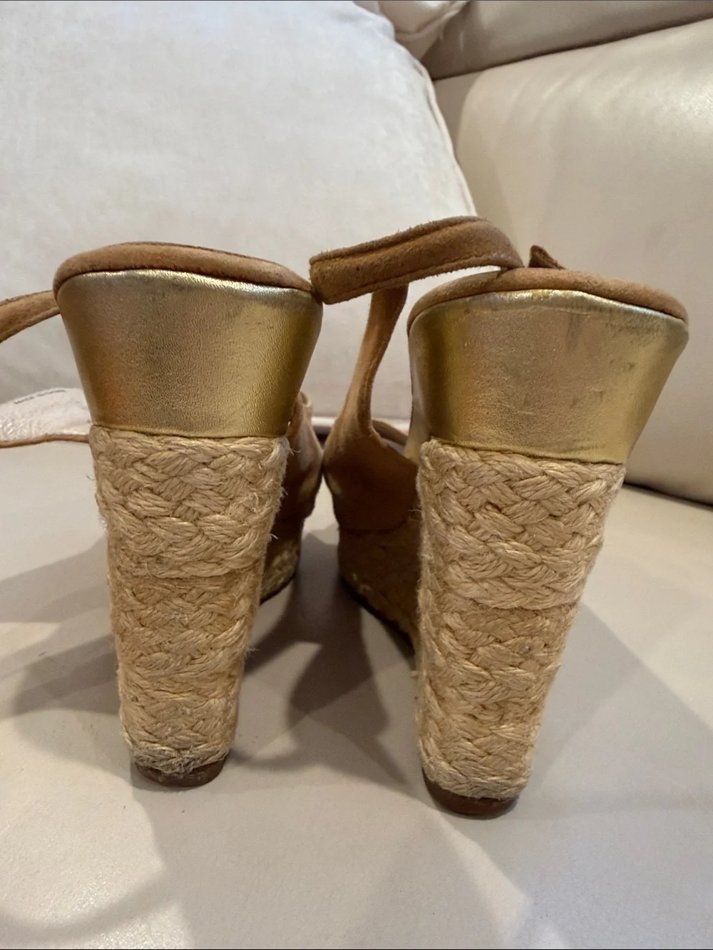 Women’s Tan Suede Espadrille Wedge Slingback